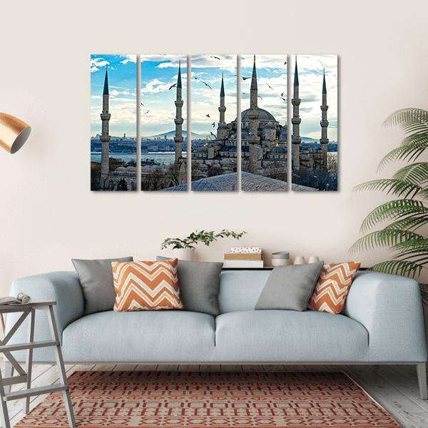 Blue Mosque Istanbul Canvas Wall Art-5 Horizontal-Gallery Wrap-22" x 12"-Tiaracle