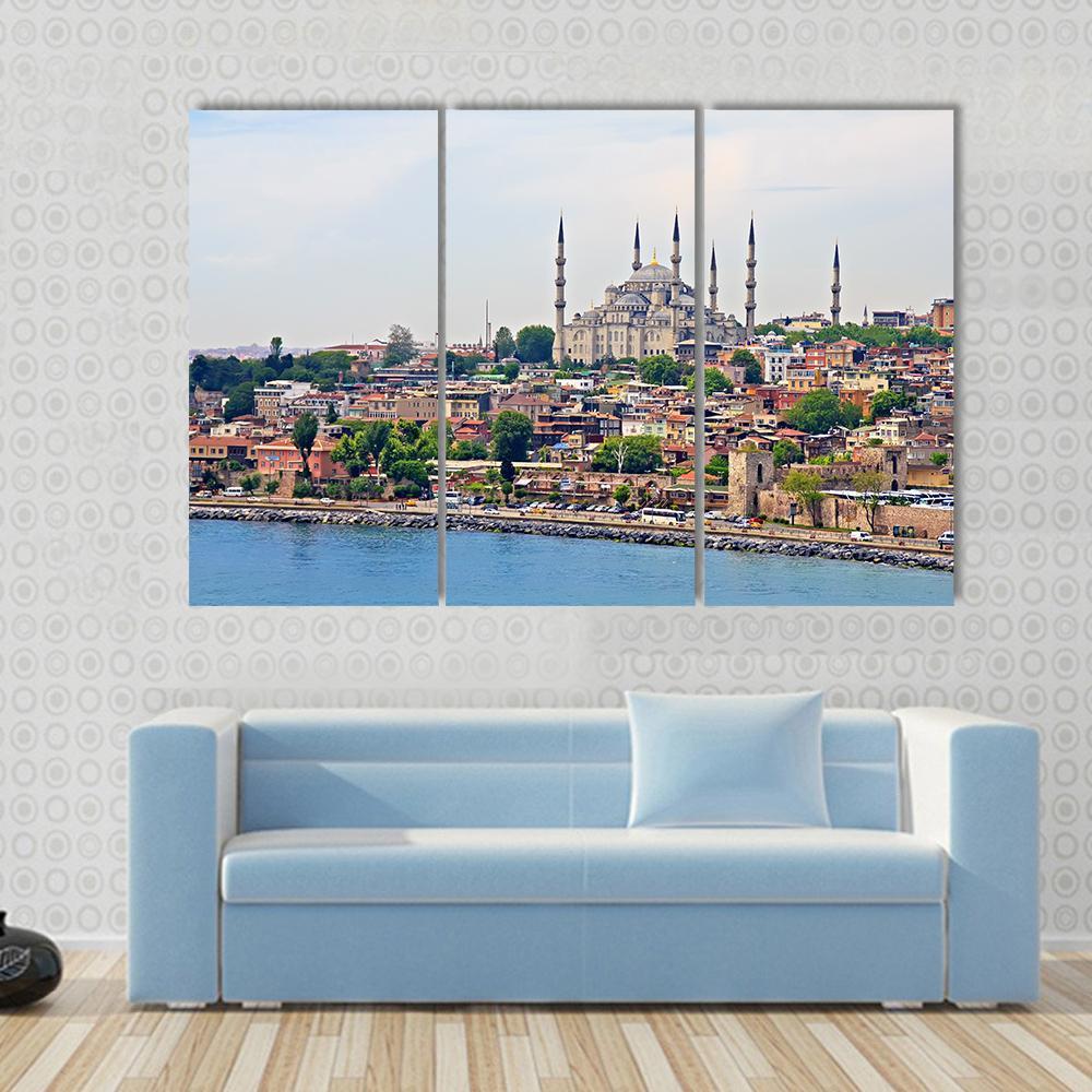 Blue Mosque Istanbul Canvas Wall Art-3 Horizontal-Gallery Wrap-37" x 24"-Tiaracle
