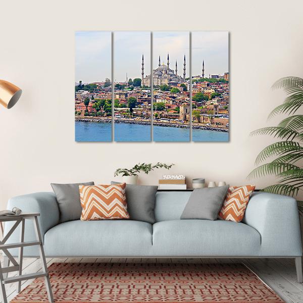 Blue Mosque Istanbul Canvas Wall Art-4 Horizontal-Gallery Wrap-34" x 24"-Tiaracle