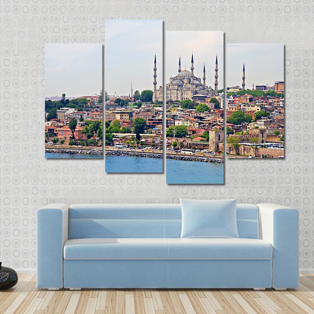 Blue Mosque Istanbul Canvas Wall Art-4 Pop-Gallery Wrap-50" x 32"-Tiaracle