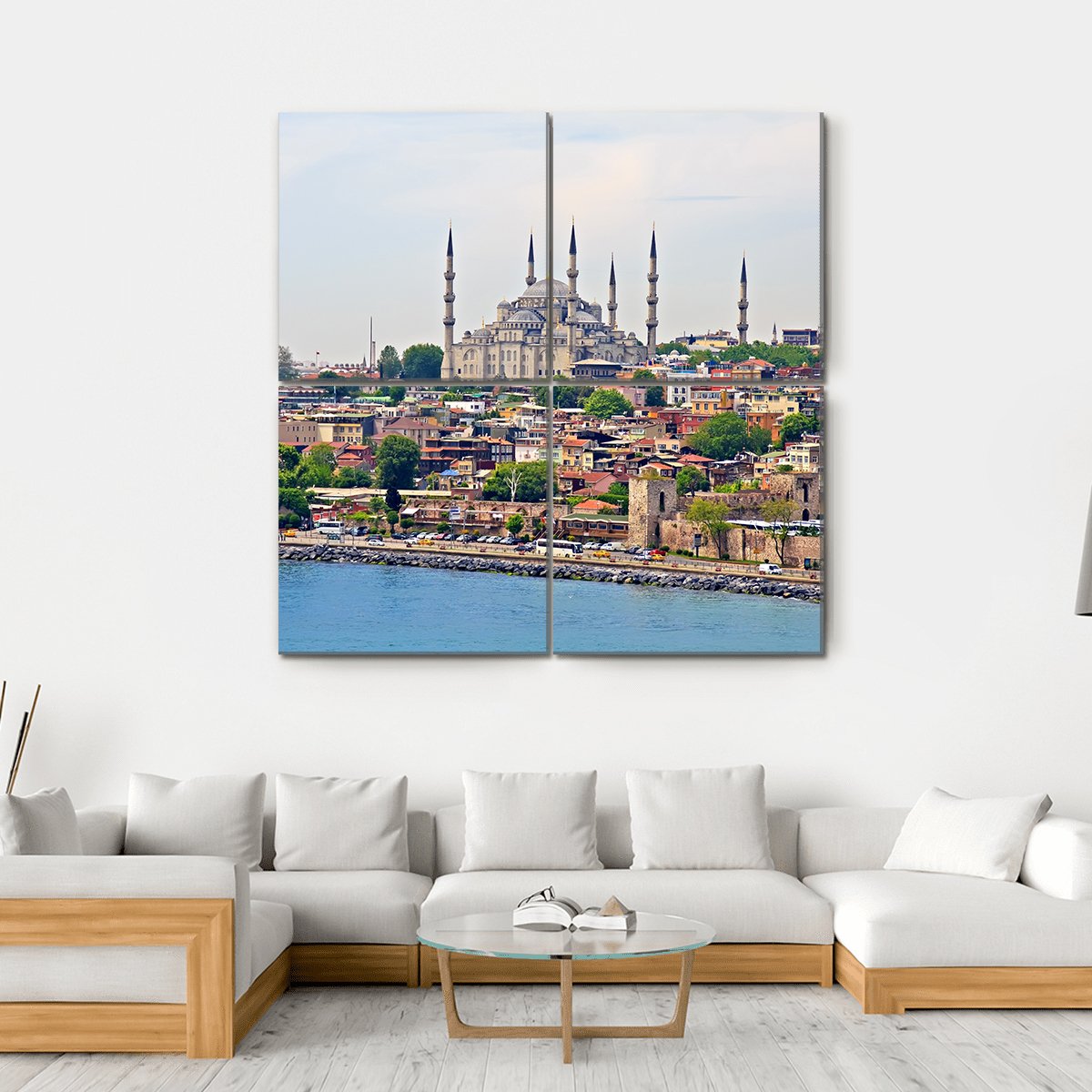 Blue Mosque Istanbul Canvas Wall Art-4 Square-Gallery Wrap-17" x 17"-Tiaracle