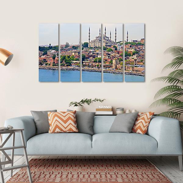 Blue Mosque Istanbul Canvas Wall Art-5 Horizontal-Gallery Wrap-22" x 12"-Tiaracle