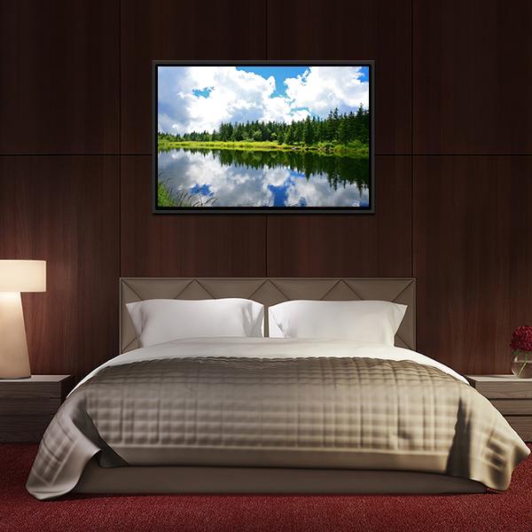 Blue Mountain Lake Canvas Wall Art-3 Horizontal-Gallery Wrap-25" x 16"-Tiaracle