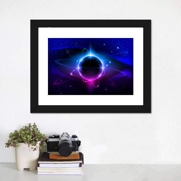 Blue Nebula In Space Canvas Wall Art-1 Piece-Framed Print-30" x 20"-Tiaracle