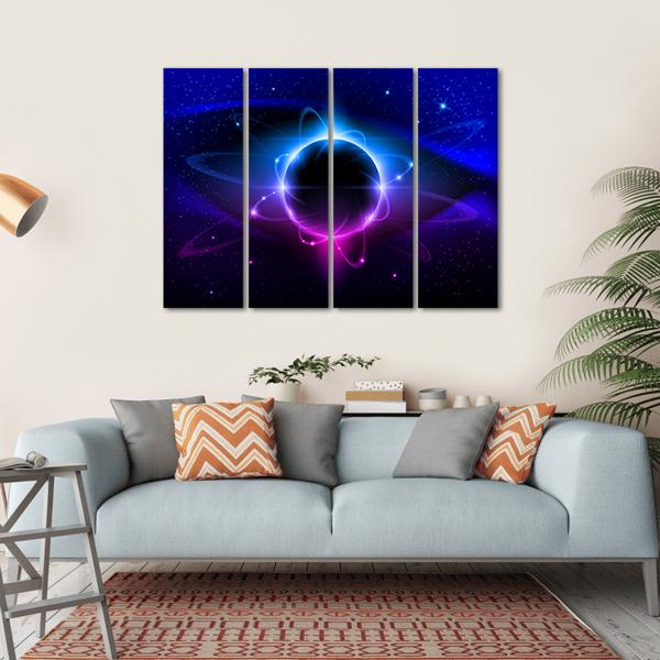 Blue Nebula In Space Canvas Wall Art-4 Horizontal-Gallery Wrap-34" x 24"-Tiaracle
