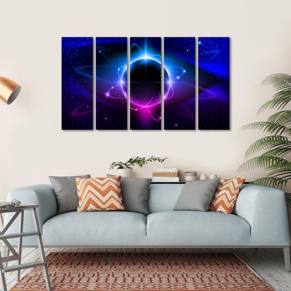 Blue Nebula In Space Canvas Wall Art-5 Horizontal-Gallery Wrap-22" x 12"-Tiaracle
