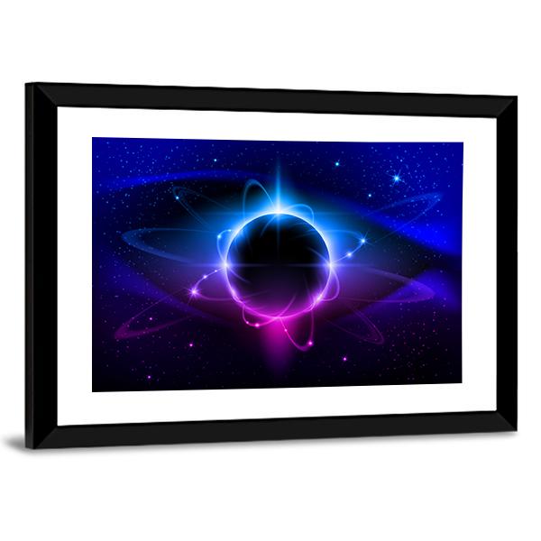 Blue Nebula In Space Panoramic Canvas Wall Art-1 Piece-36" x 12"-Tiaracle