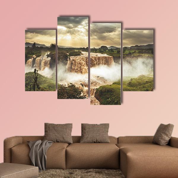 Blue Nile Falls Ethiopia Canvas Wall Art-4 Pop-Gallery Wrap-50&quot; x 32&quot;-Tiaracle