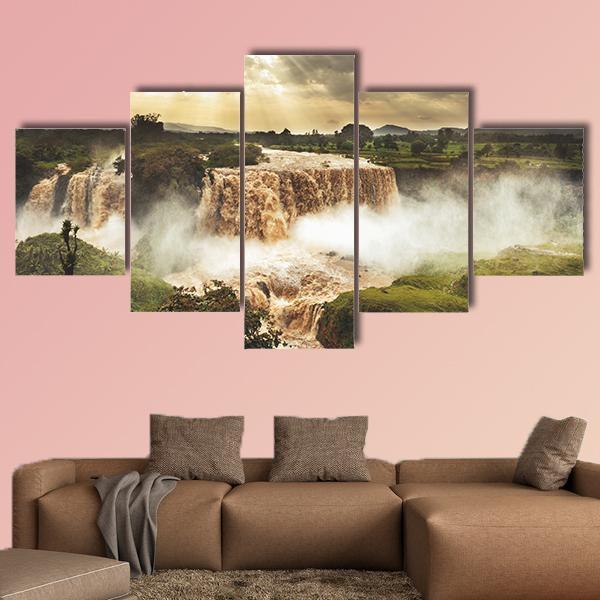 Blue Nile Falls Ethiopia Canvas Wall Art-5 Star-Gallery Wrap-62&quot; x 32&quot;-Tiaracle