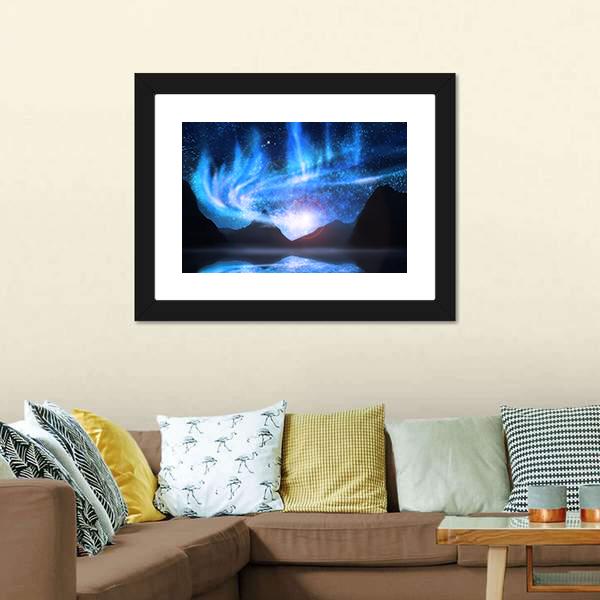 Blue Northern Lights Canvas Wall Art-5 Horizontal-Gallery Wrap-22" x 12"-Tiaracle