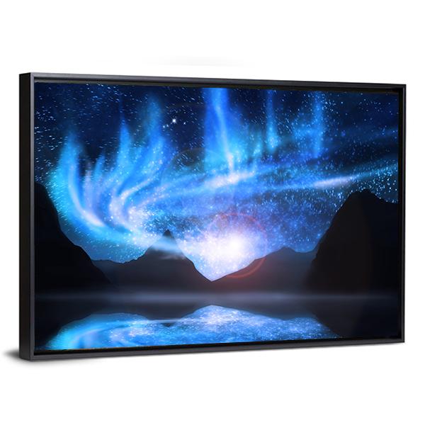 Blue Northern Lights Canvas Wall Art-5 Horizontal-Gallery Wrap-22" x 12"-Tiaracle
