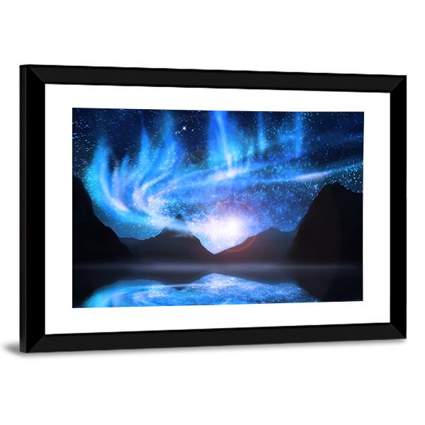 Blue Northern Lights Canvas Wall Art-3 Horizontal-Gallery Wrap-25" x 16"-Tiaracle