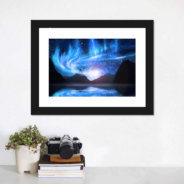 Blue Northern Lights Canvas Wall Art-1 Piece-Framed Print-20" x 16"-Tiaracle