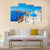 Blue Ocean & Dome Santorini Canvas Wall Art-5 Pop-Gallery Wrap-47" x 32"-Tiaracle