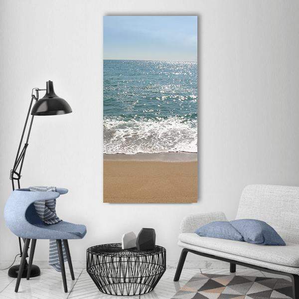 Blue Ocean Sea Beach Vertical Canvas Wall Art-1 Vertical-Gallery Wrap-12" x 24"-Tiaracle