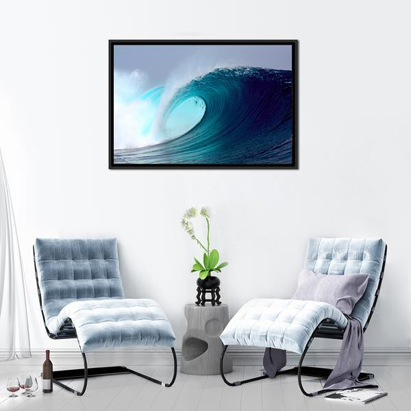 Blue Ocean Tropical Surfing Wave Canvas Wall Art-3 Horizontal-Gallery Wrap-25" x 16"-Tiaracle