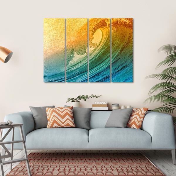 Ocean Wave At Morning Canvas Wall Art-4 Horizontal-Gallery Wrap-34" x 24"-Tiaracle