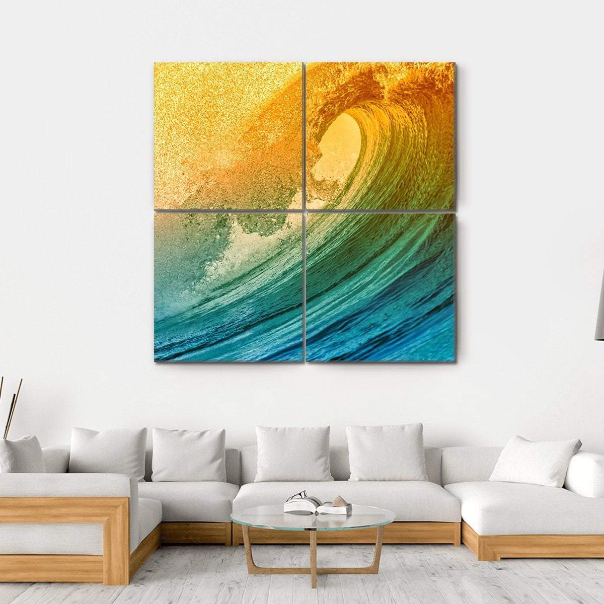 Ocean Wave At Morning Canvas Wall Art-4 Square-Gallery Wrap-17" x 17"-Tiaracle