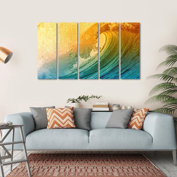 Ocean Wave At Morning Canvas Wall Art-5 Horizontal-Gallery Wrap-22" x 12"-Tiaracle