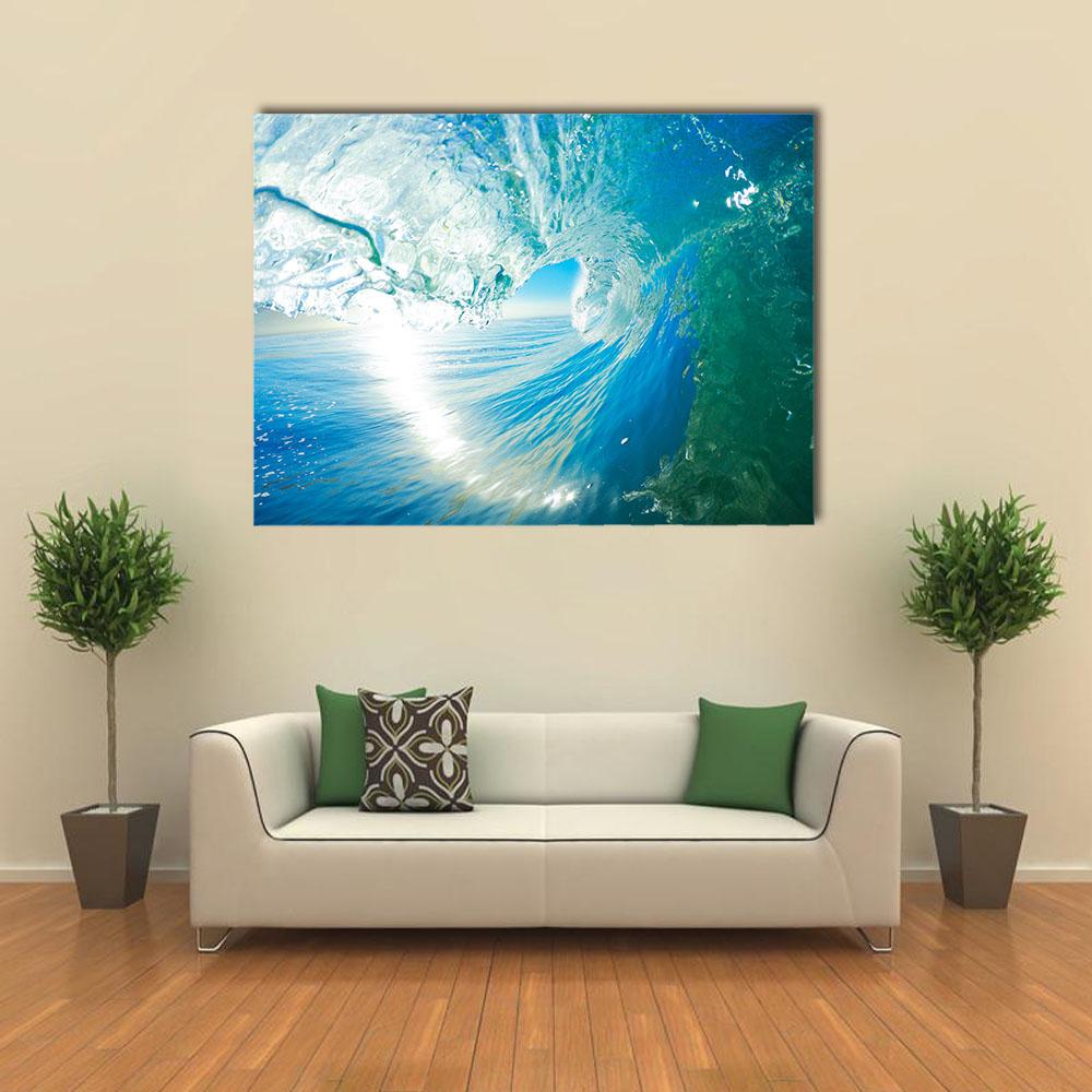 Blue Ocean Wave Canvas Wall Art-1 Piece-Gallery Wrap-24" x 16"-Tiaracle