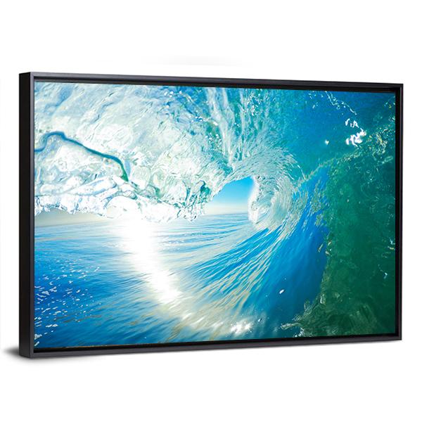 Blue Ocean Wave Canvas Wall Art-3 Horizontal-Gallery Wrap-25" x 16"-Tiaracle