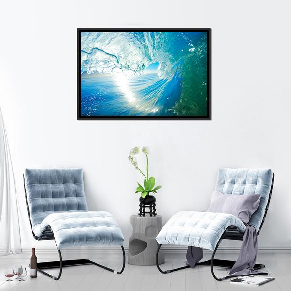 Blue Ocean Wave Canvas Wall Art-3 Horizontal-Gallery Wrap-25" x 16"-Tiaracle