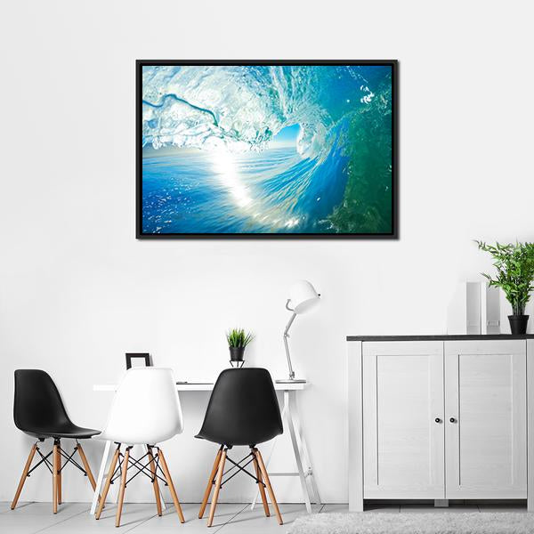 Blue Ocean Wave Canvas Wall Art-3 Horizontal-Gallery Wrap-25" x 16"-Tiaracle