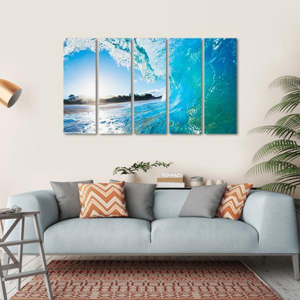 Turquoise Ocean Wave Canvas Wall Art-5 Horizontal-Gallery Wrap-22" x 12"-Tiaracle