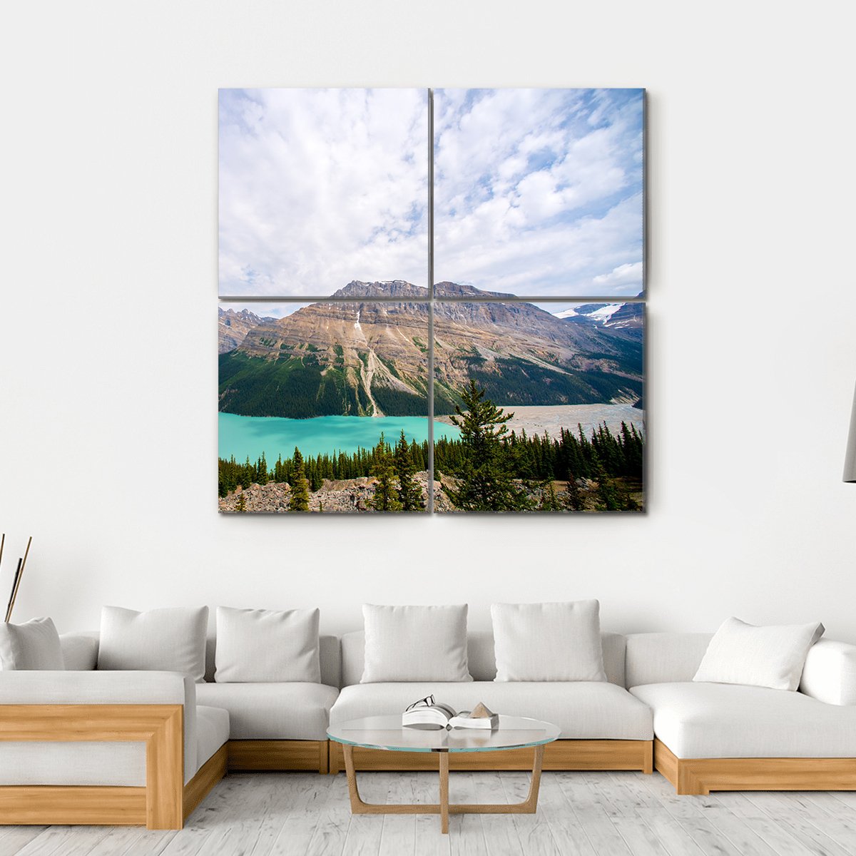 Blue Peyto Lake Canvas Wall Art-4 Square-Gallery Wrap-17" x 17"-Tiaracle