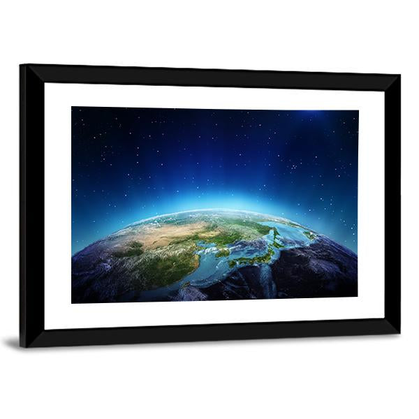 Blue Planet Earth From Space Canvas Wall Art-3 Horizontal-Gallery Wrap-25" x 16"-Tiaracle