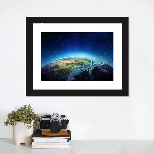 Blue Planet Earth From Space Canvas Wall Art-1 Piece-Framed Print-20" x 16"-Tiaracle