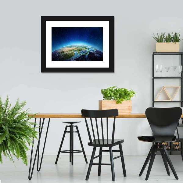 Blue Planet Earth From Space Canvas Wall Art-3 Horizontal-Gallery Wrap-25" x 16"-Tiaracle