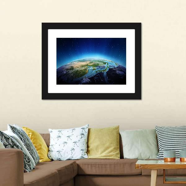 Blue Planet Earth From Space Canvas Wall Art-3 Horizontal-Gallery Wrap-25" x 16"-Tiaracle