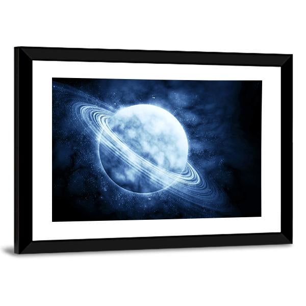 Blue Planet In Space Canvas Wall Art-5 Horizontal-Gallery Wrap-22" x 12"-Tiaracle