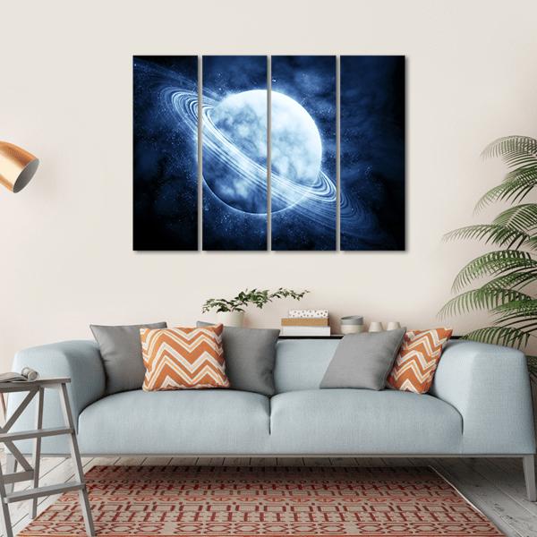 Blue Planet In Space Canvas Wall Art-4 Horizontal-Gallery Wrap-34" x 24"-Tiaracle