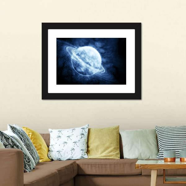 Blue Planet In Space Canvas Wall Art-3 Horizontal-Gallery Wrap-25" x 16"-Tiaracle