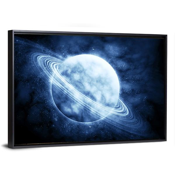 Blue Planet In Space Canvas Wall Art-3 Horizontal-Gallery Wrap-25" x 16"-Tiaracle