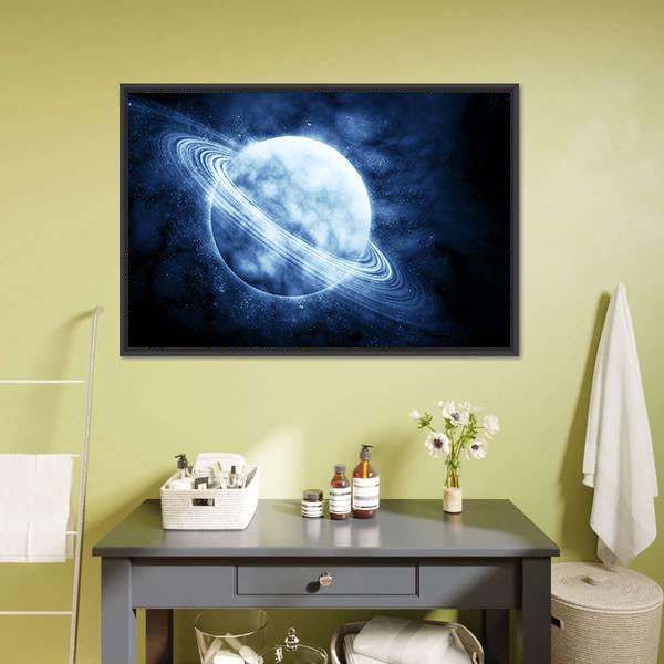 Blue Planet In Space Canvas Wall Art-3 Horizontal-Gallery Wrap-25" x 16"-Tiaracle