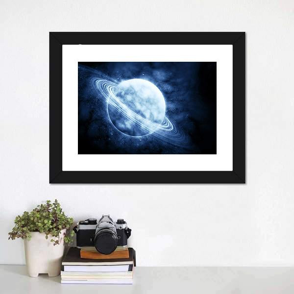 Blue Planet In Space Canvas Wall Art-1 Piece-Framed Print-20" x 16"-Tiaracle