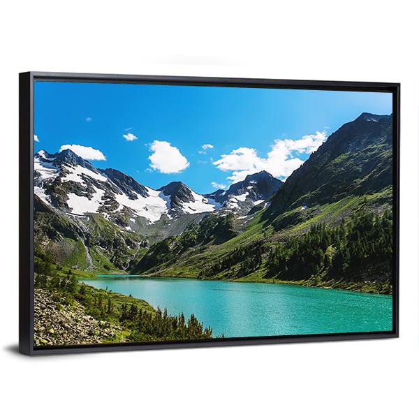 Blue River In Mountains Canvas Wall Art-3 Horizontal-Gallery Wrap-25" x 16"-Tiaracle