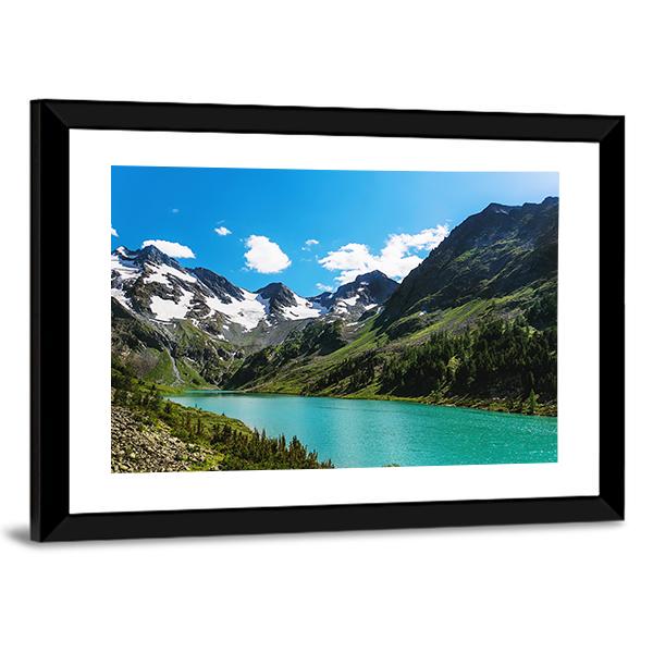 Blue River In Mountains Canvas Wall Art-3 Horizontal-Gallery Wrap-25" x 16"-Tiaracle