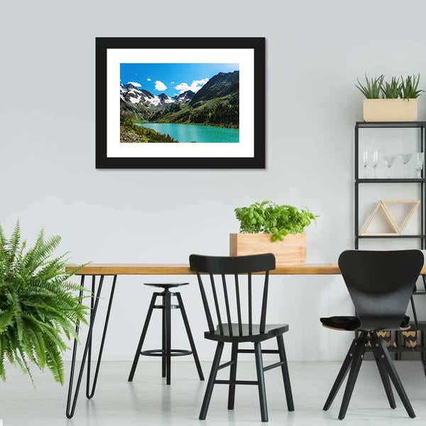 Blue River In Mountains Canvas Wall Art-3 Horizontal-Gallery Wrap-25" x 16"-Tiaracle
