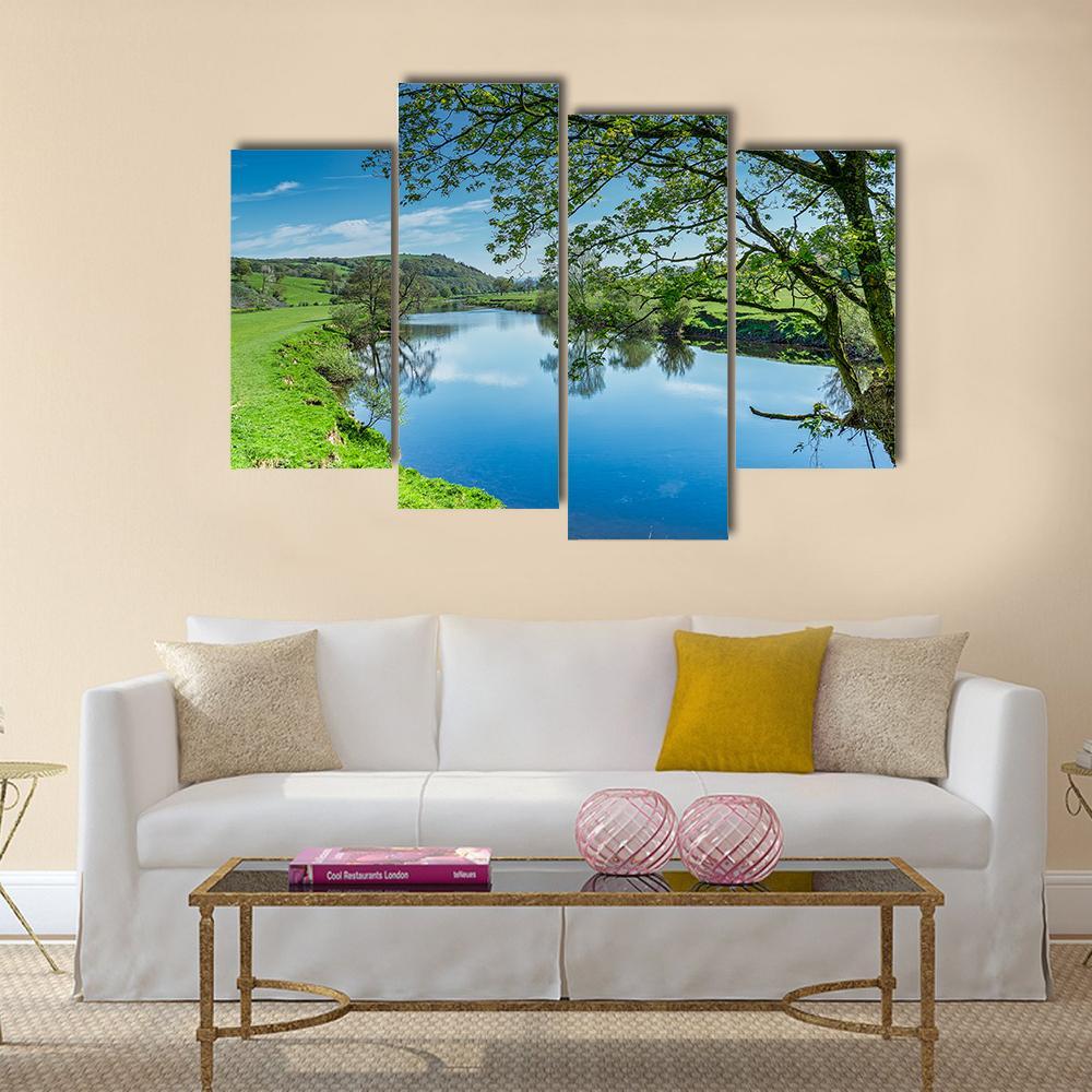 Blue River Near Lancaster Canvas Wall Art-4 Pop-Gallery Wrap-50&quot; x 32&quot;-Tiaracle