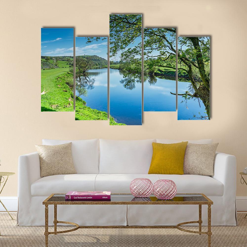 Blue River Near Lancaster Canvas Wall Art-5 Pop-Gallery Wrap-47" x 32"-Tiaracle