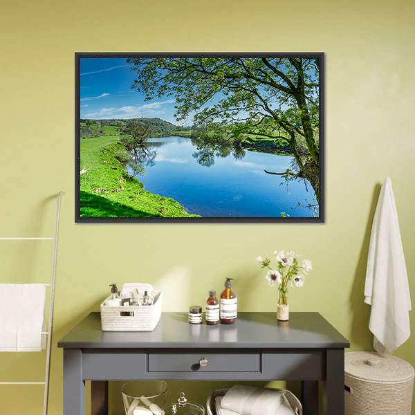 Blue River Near Lancaster Canvas Wall Art-3 Horizontal-Gallery Wrap-25" x 16"-Tiaracle