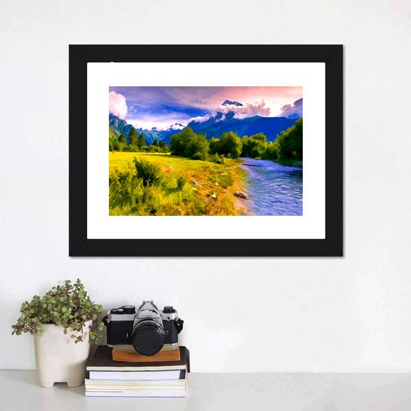 Blue River Watercolor Canvas Wall Art-1 Piece-Framed Print-20" x 16"-Tiaracle