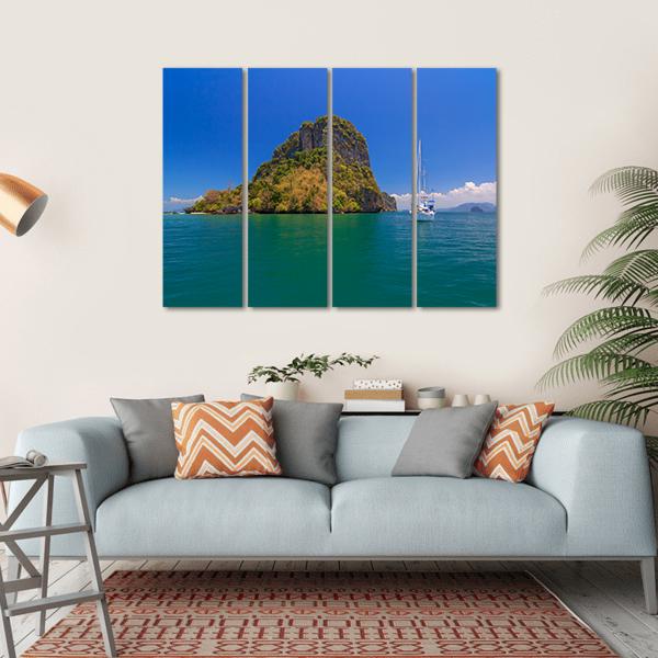 Blue Sea Under Clear Sky Canvas Wall Art-4 Horizontal-Gallery Wrap-34" x 24"-Tiaracle