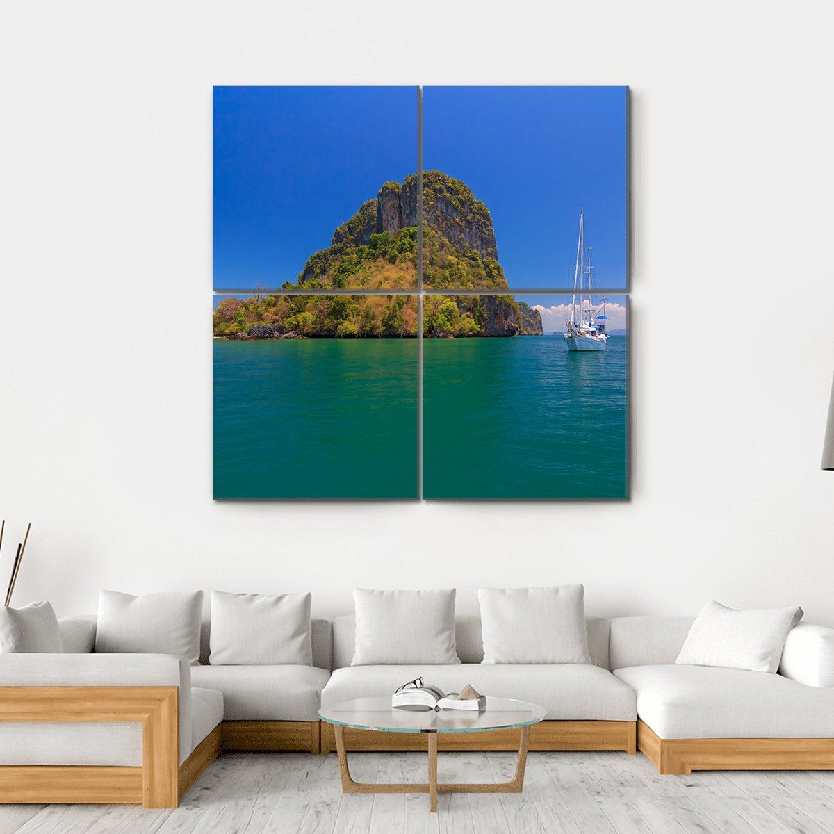 Blue Sea Under Clear Sky Canvas Wall Art-4 Square-Gallery Wrap-17" x 17"-Tiaracle