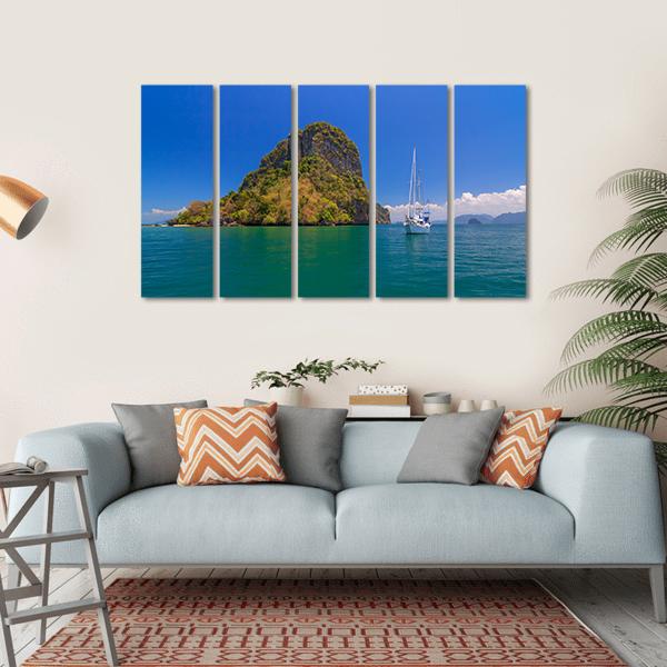 Blue Sea Under Clear Sky Canvas Wall Art-5 Horizontal-Gallery Wrap-22" x 12"-Tiaracle