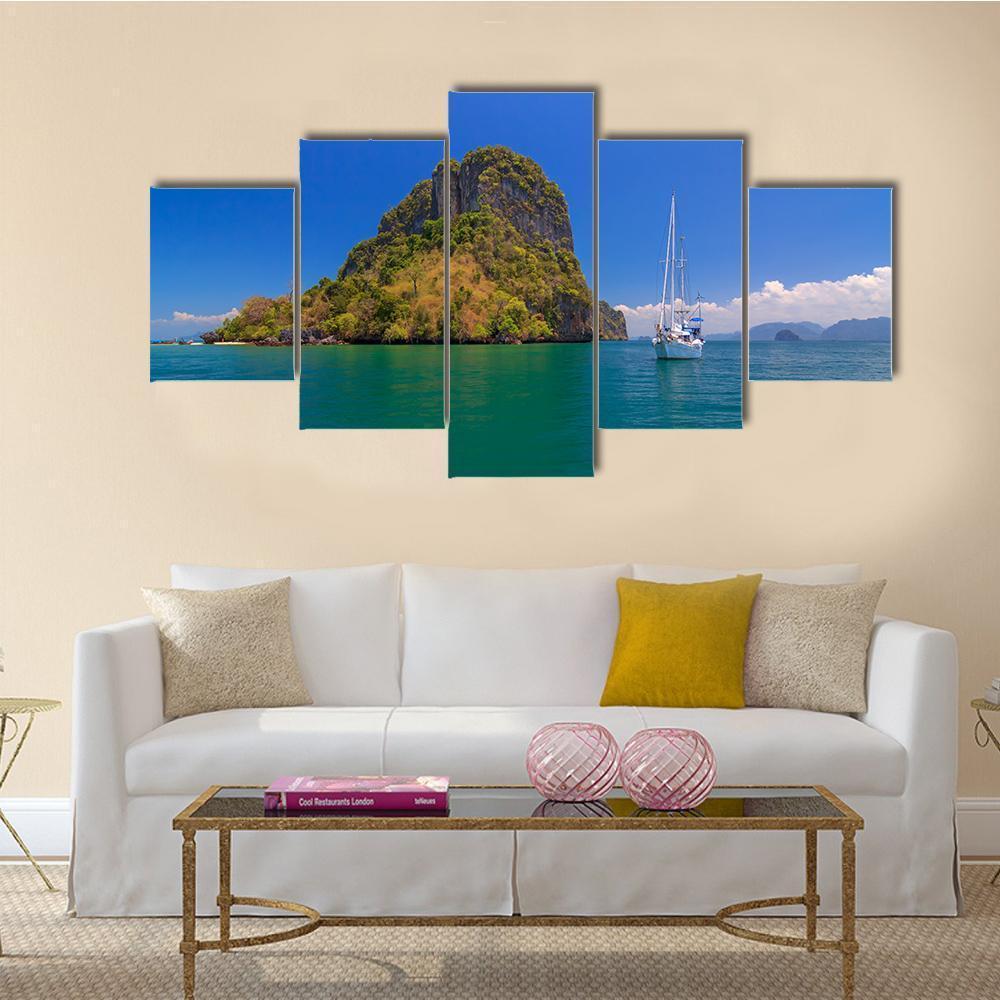 Blue Sea Under Clear Sky Canvas Wall Art-5 Star-Gallery Wrap-62" x 32"-Tiaracle